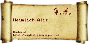 Heimlich Aliz névjegykártya